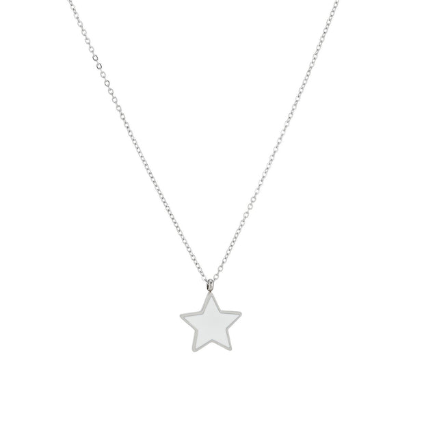 Collier en acier étoile blanche