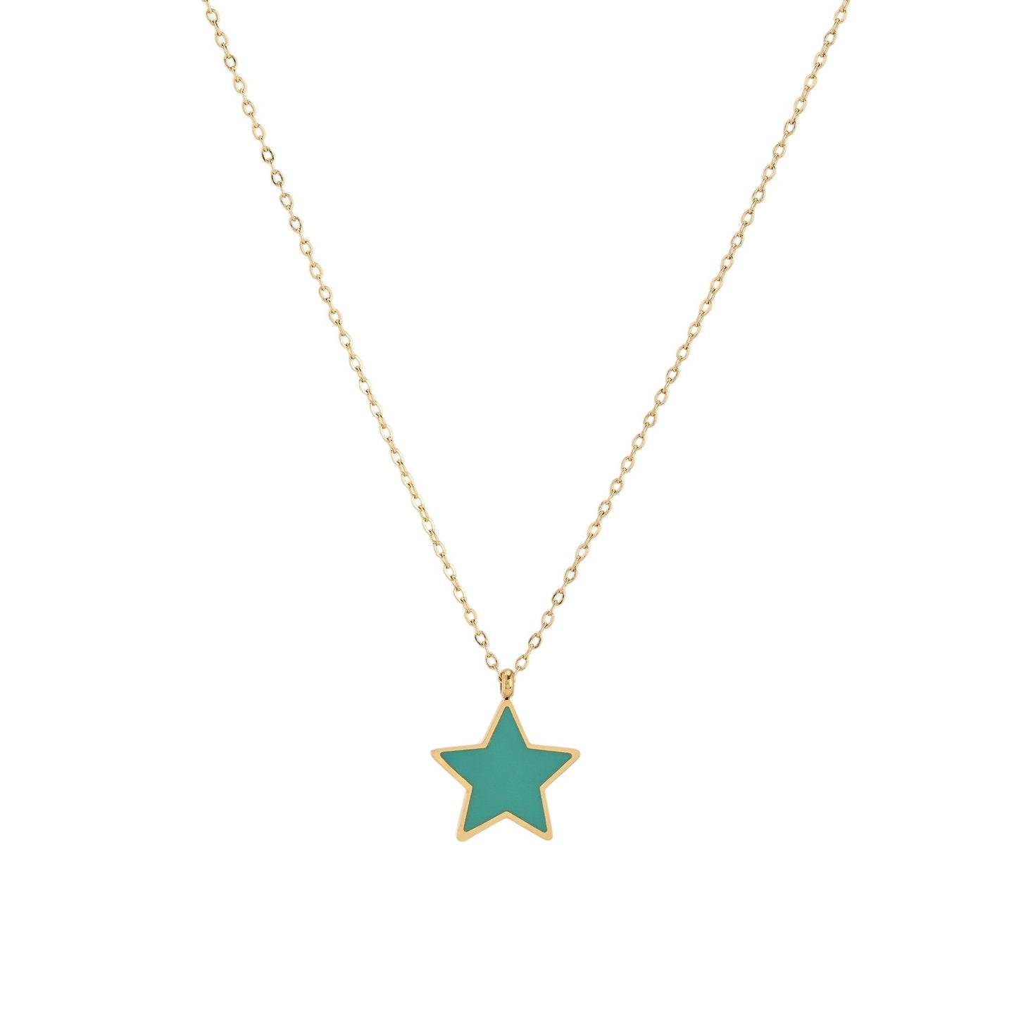 Collier en acier étoile vert
