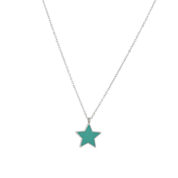 Collier en acier étoile vert