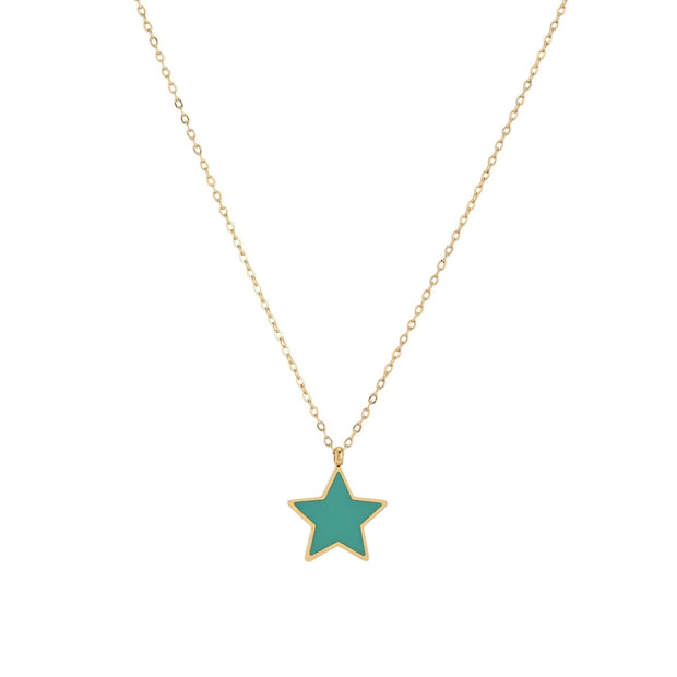 Collier en acier étoile vert