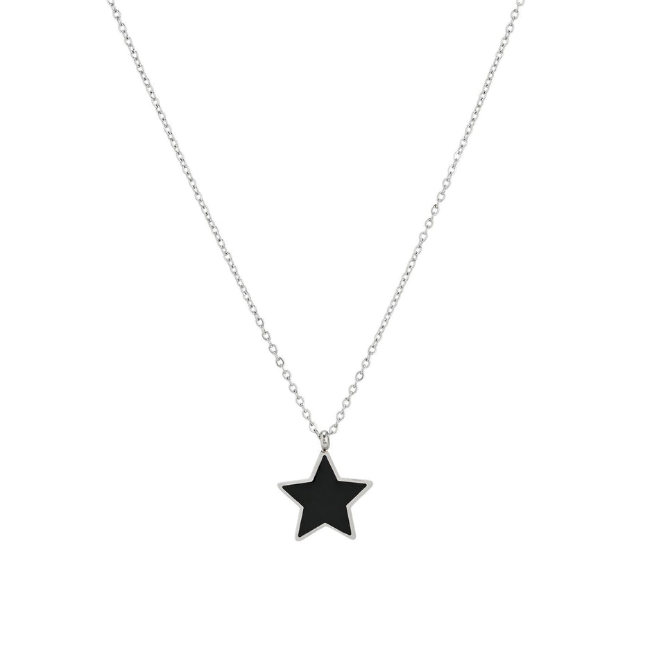 Collier en acier étoile noir