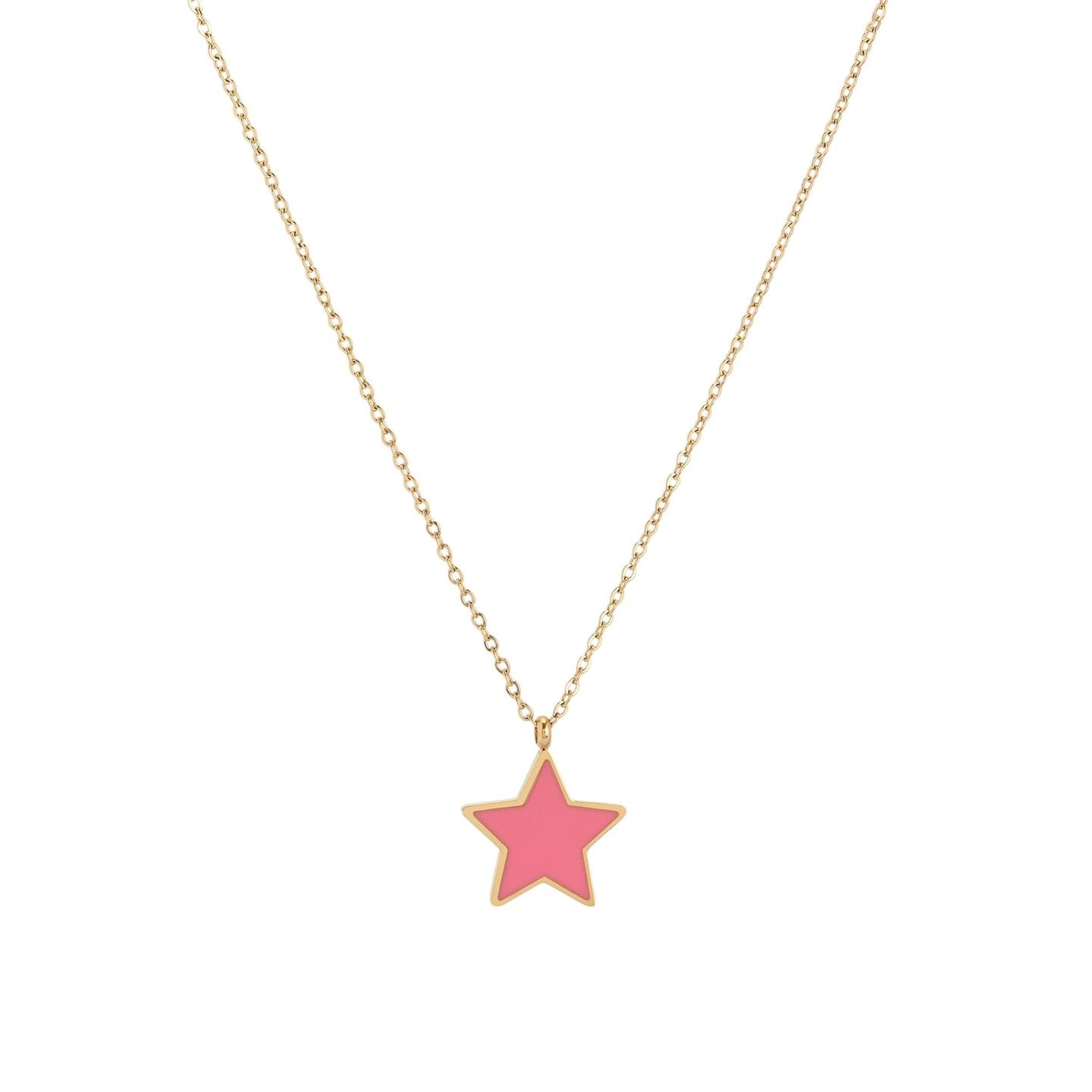 Collier en acier étoile rose