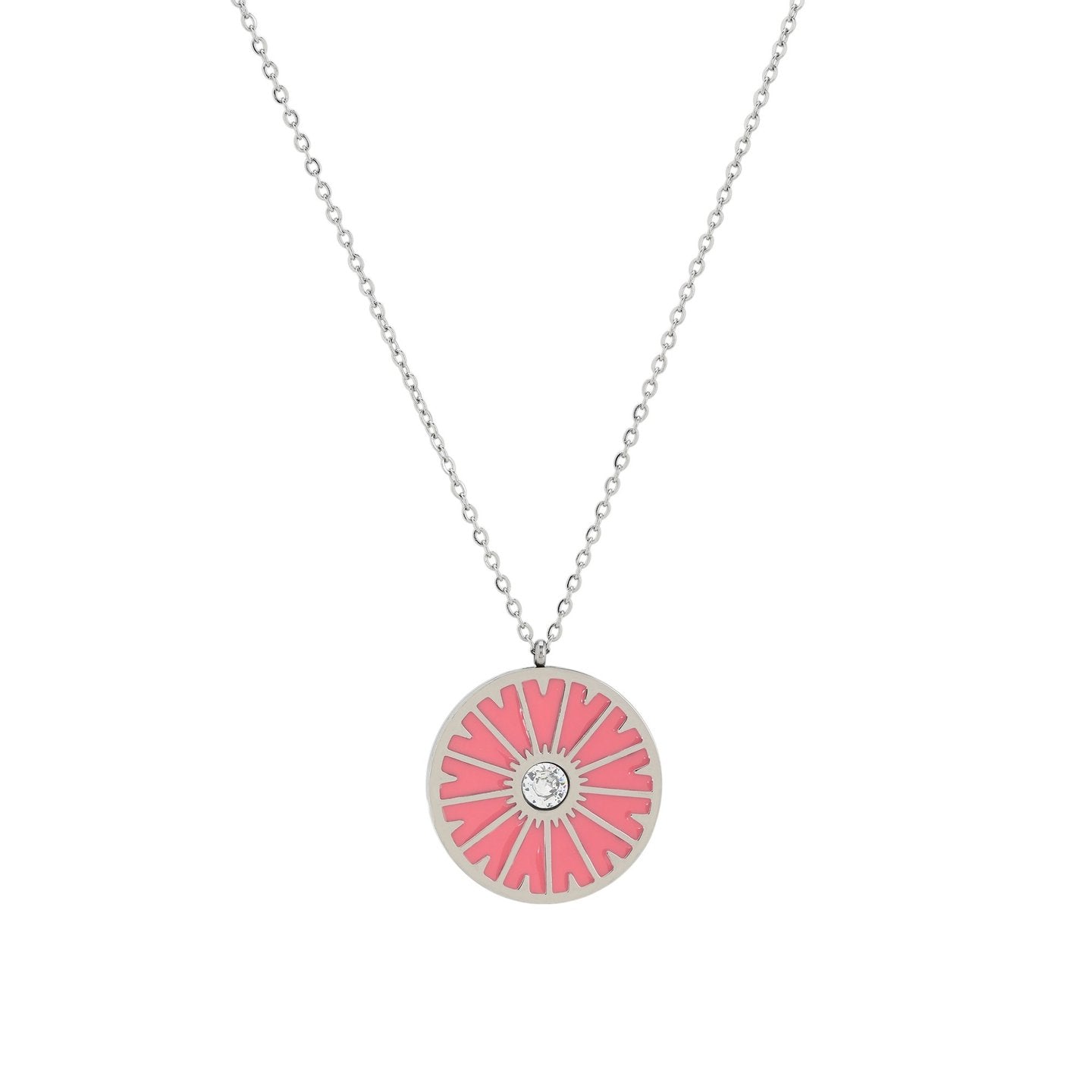 Collier en acier roue rose