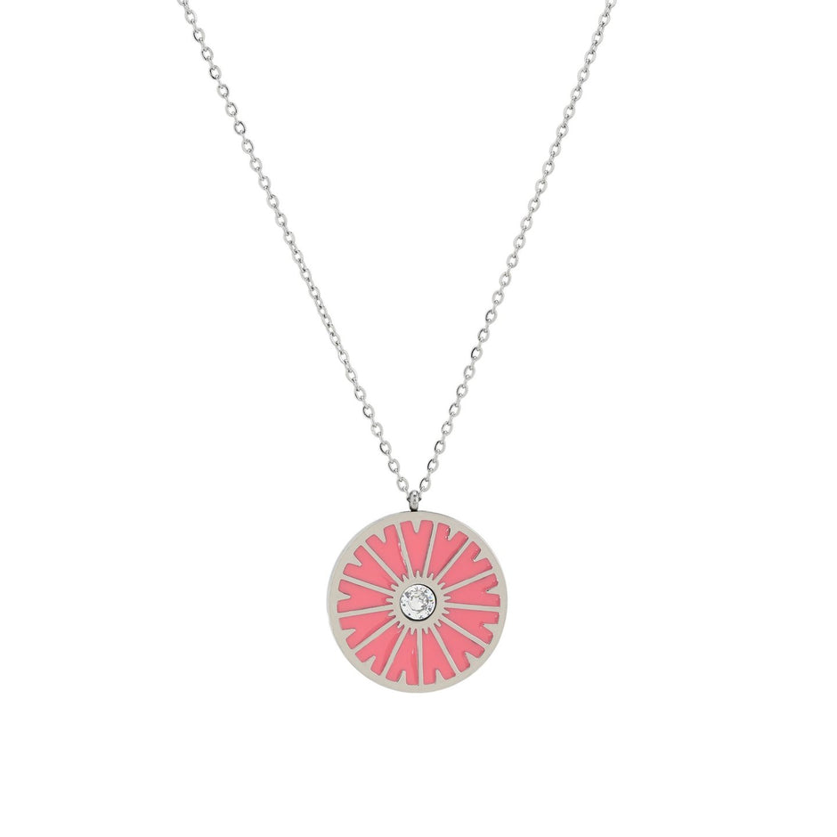Collier en acier roue rose