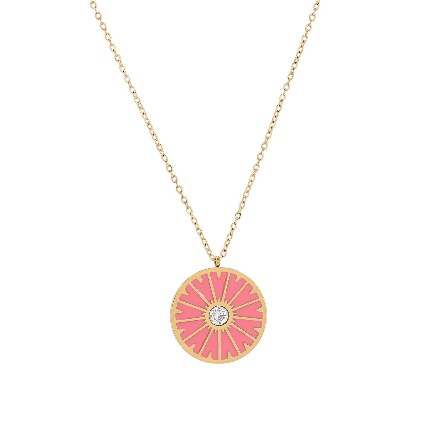Collier en acier roue rose