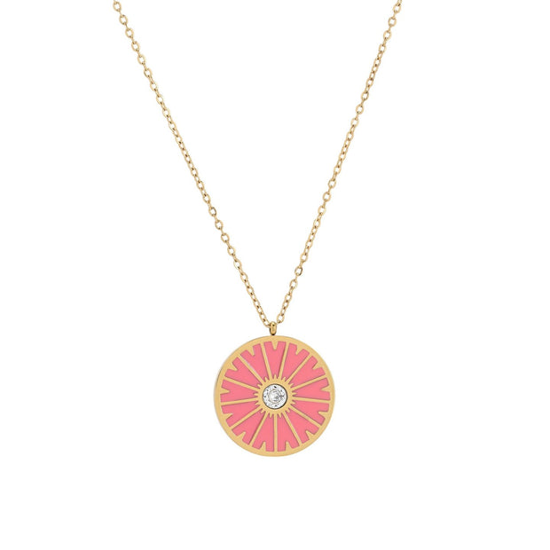 Collier en acier roue rose