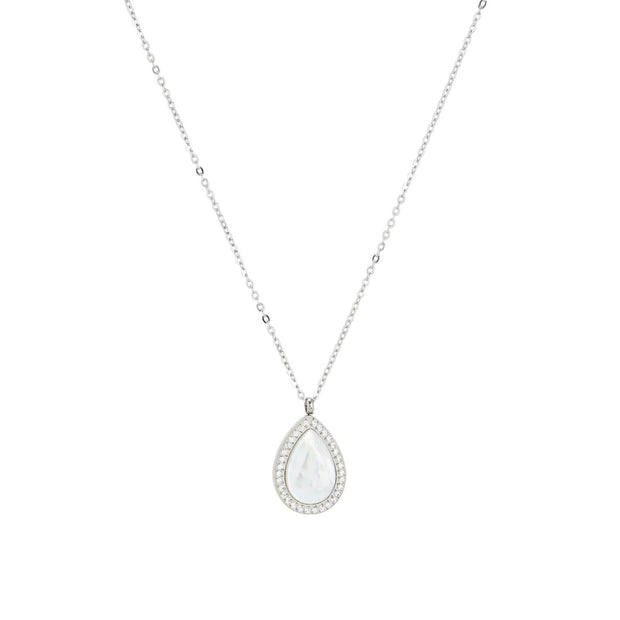 Collier en acier nacre ovale