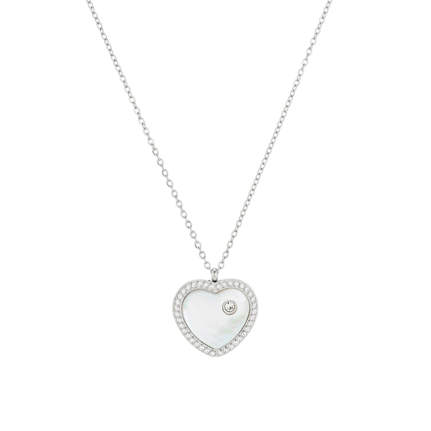 Collier en acier avec nacre cœur