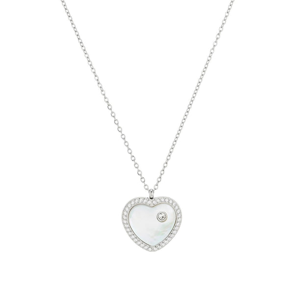 Collier en acier avec nacre cœur