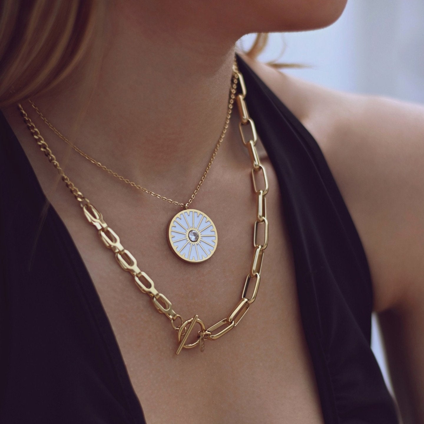 Collier en acier réversible avec liens