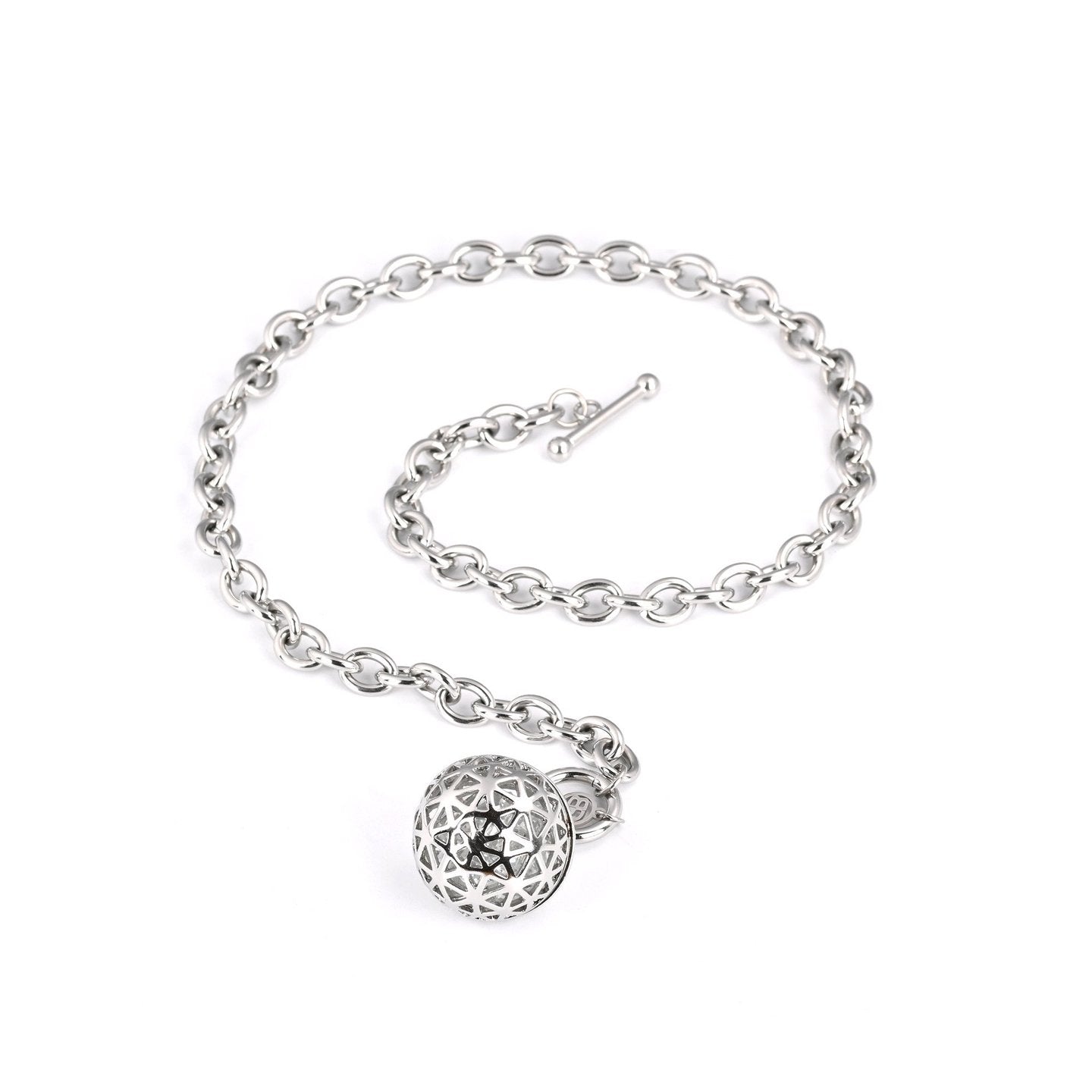 Collier en acier avec boule de brillants
