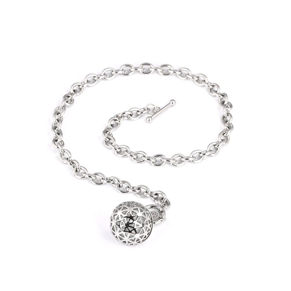 Collier en acier avec boule de brillants