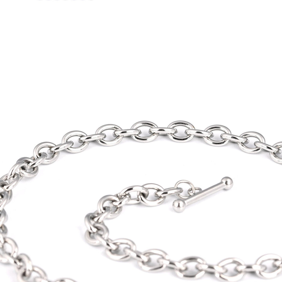 Collier en acier avec boule de brillants