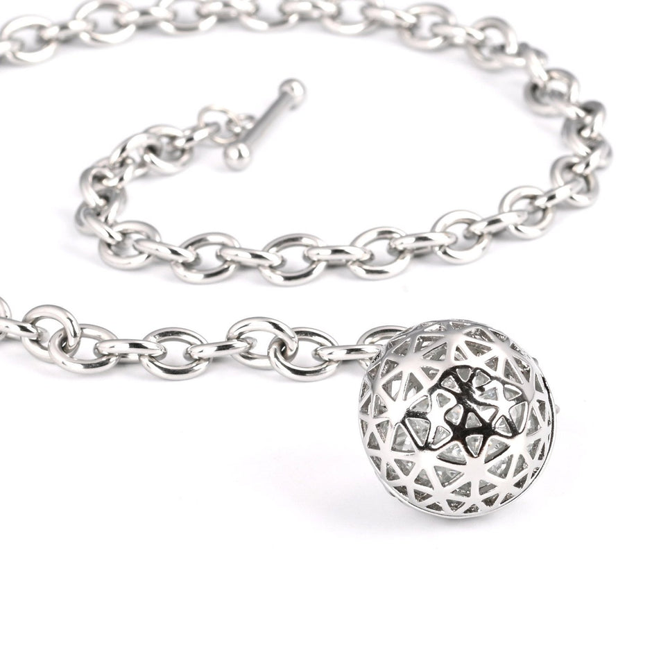 Collier en acier avec boule de brillants