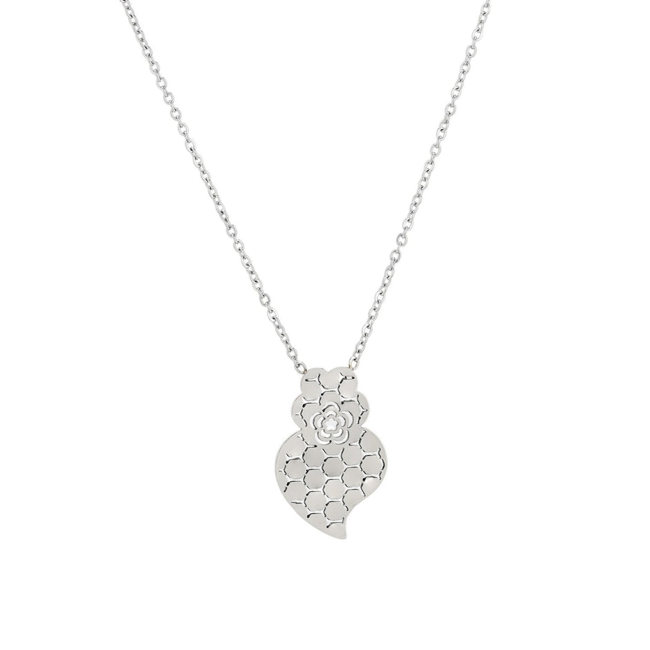 Collier en acier texture coração de viana