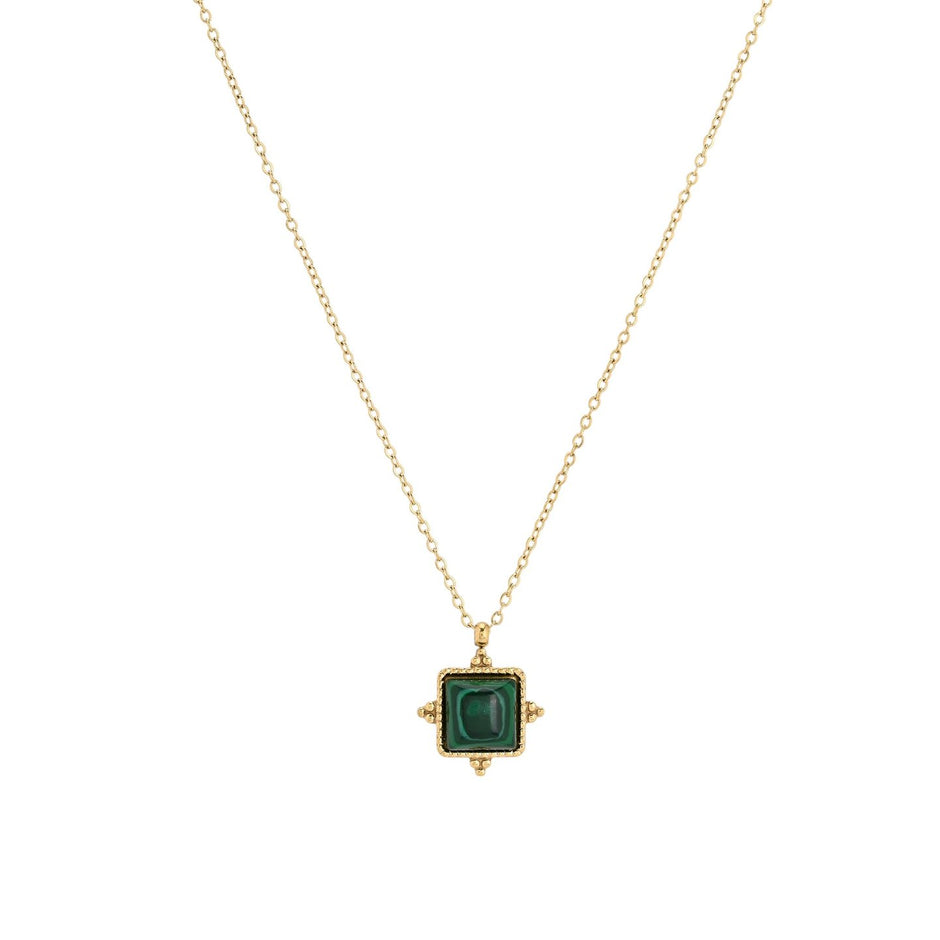 Collier en acier irrégulier pierre