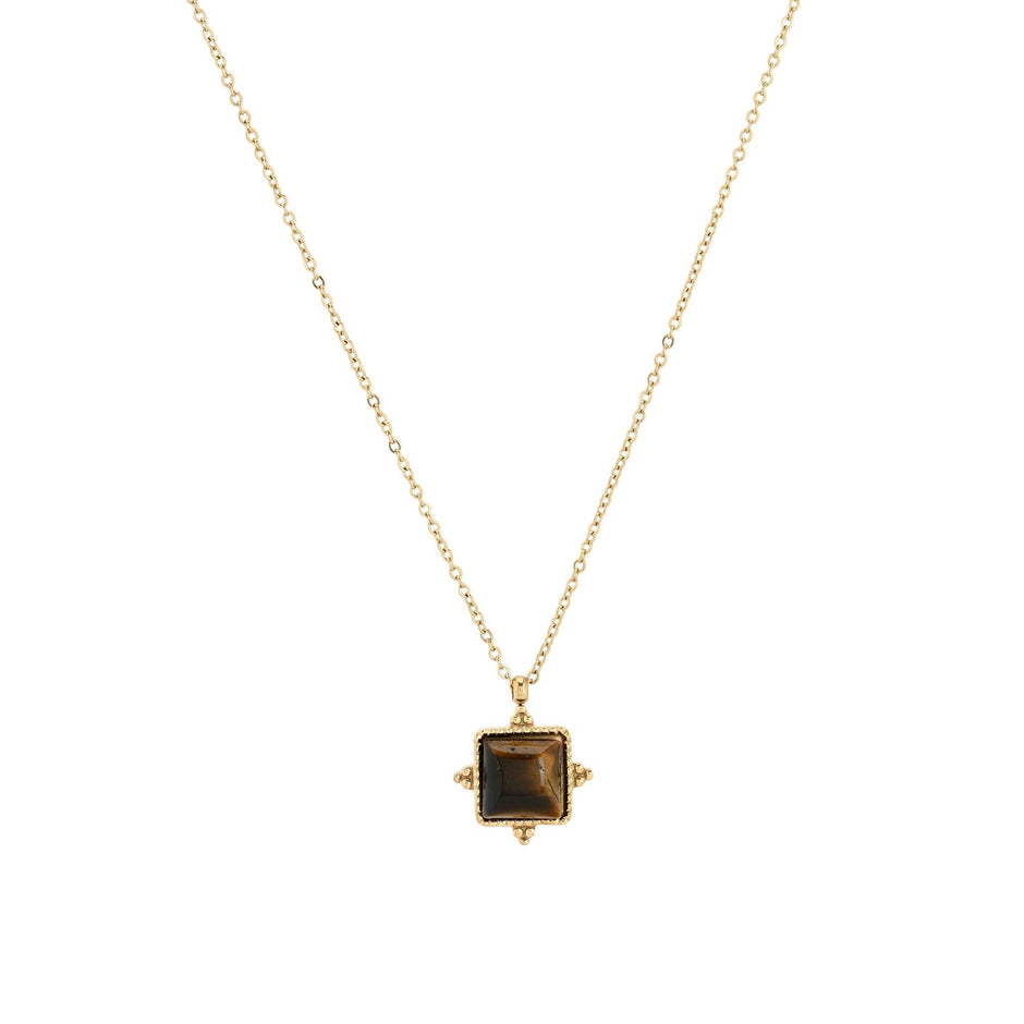 Collier en acier irrégulier pierre