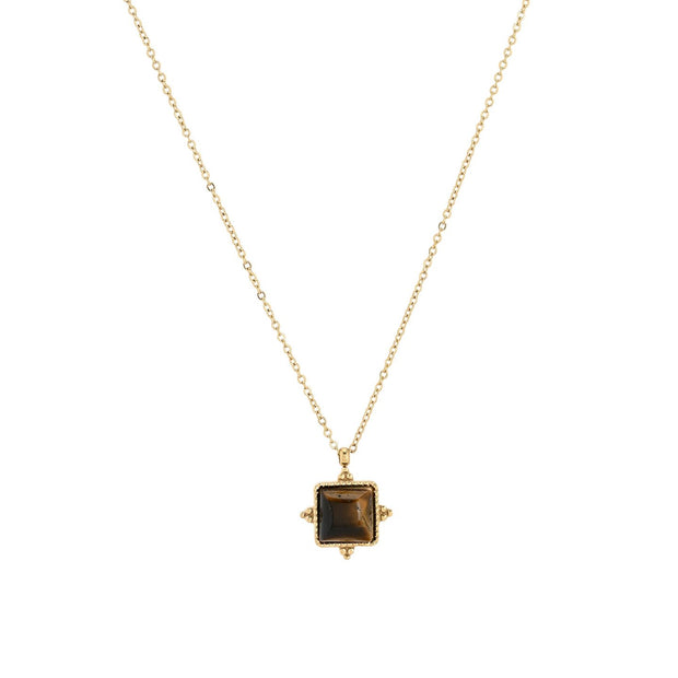 Collier en acier irrégulier pierre