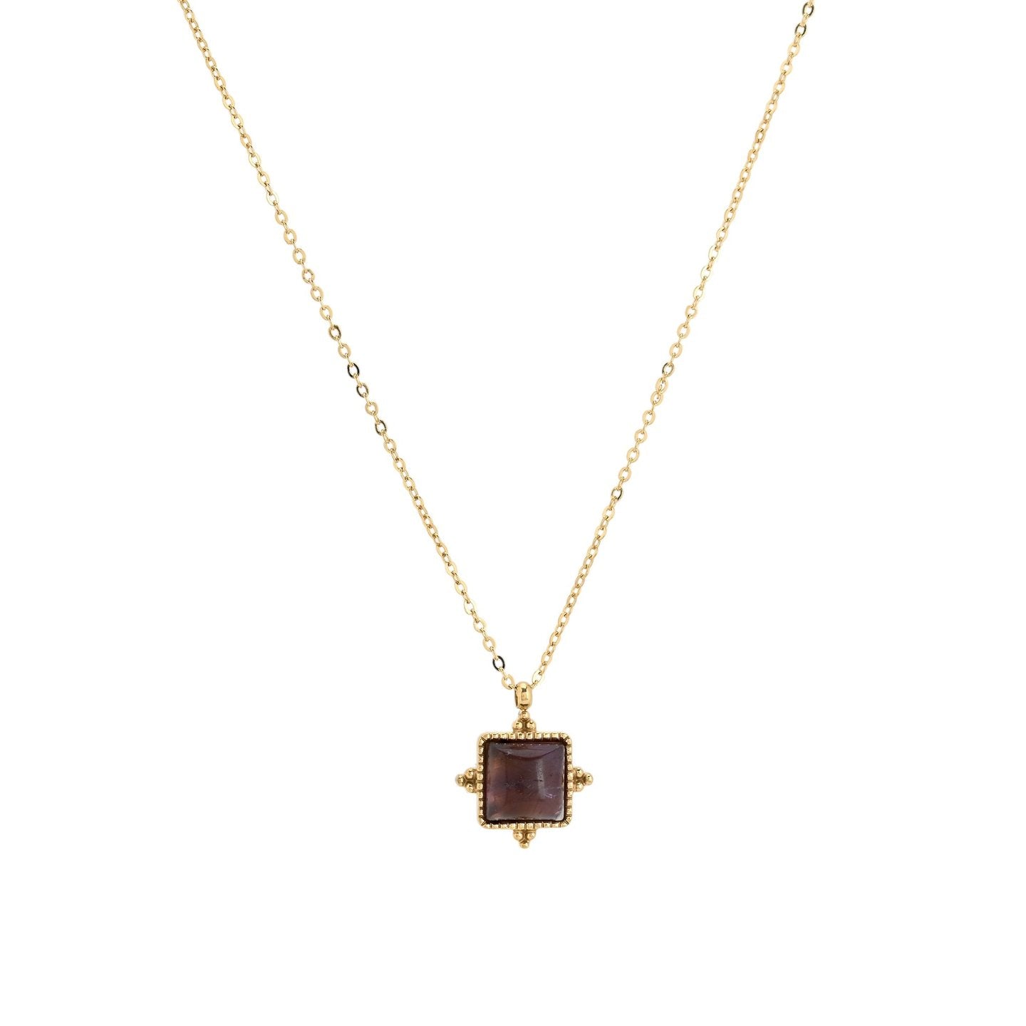Collier en acier irrégulier pierre