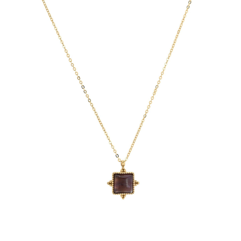 Collier en acier irrégulier pierre