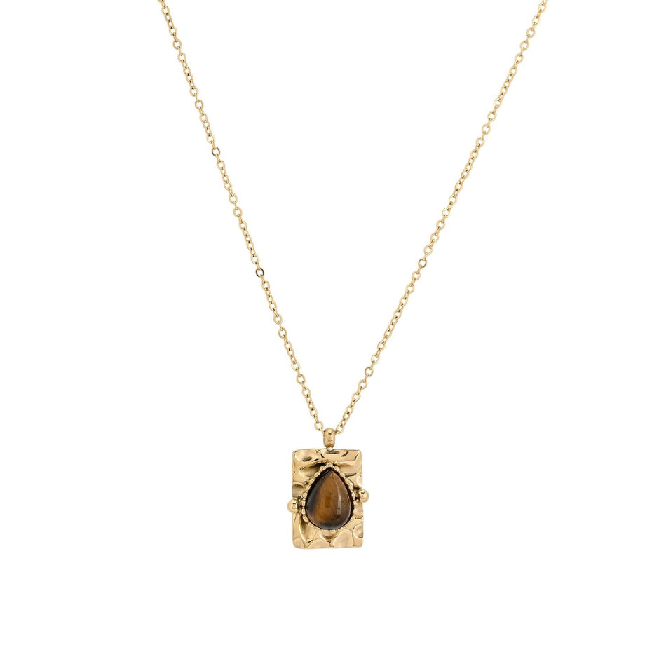Collier en acier pendentif ovale