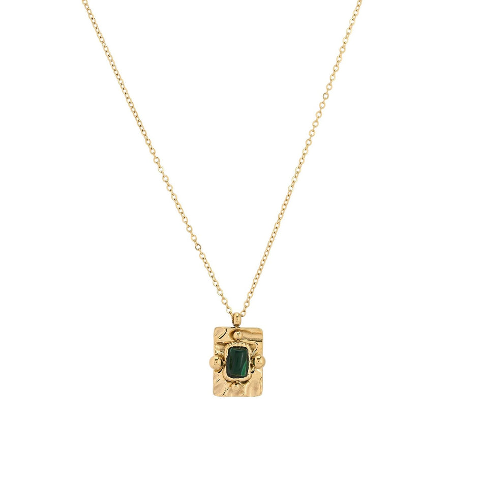 Collier en acier pendentif rectangulaire