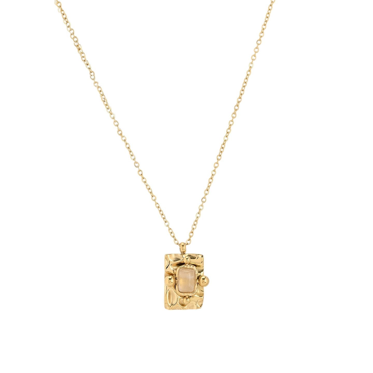 Collier en acier pendentif rectangulaire