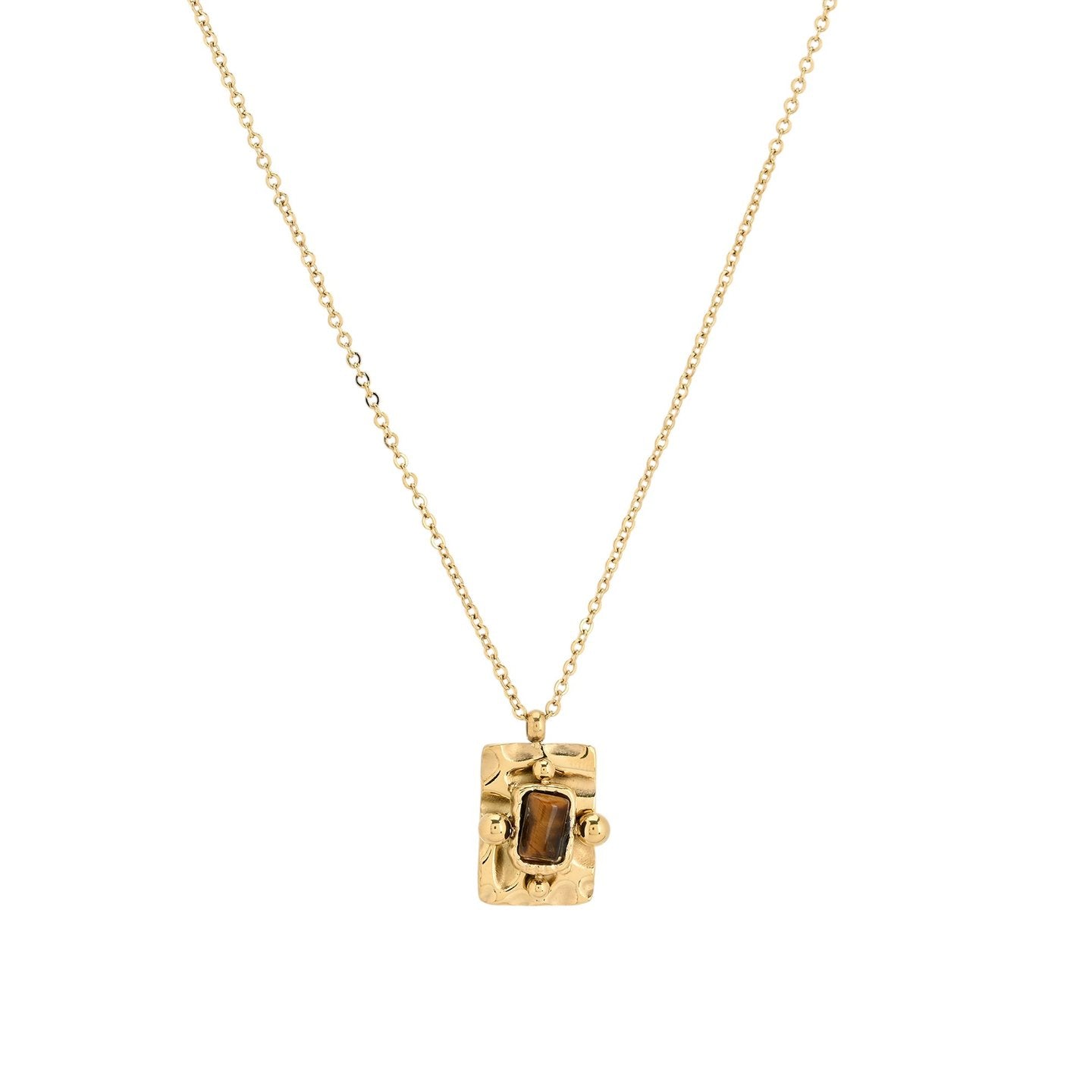 Collier en acier pendentif rectangulaire