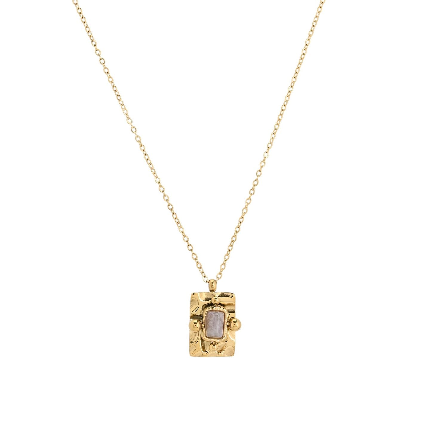 Collier en acier pendentif rectangulaire