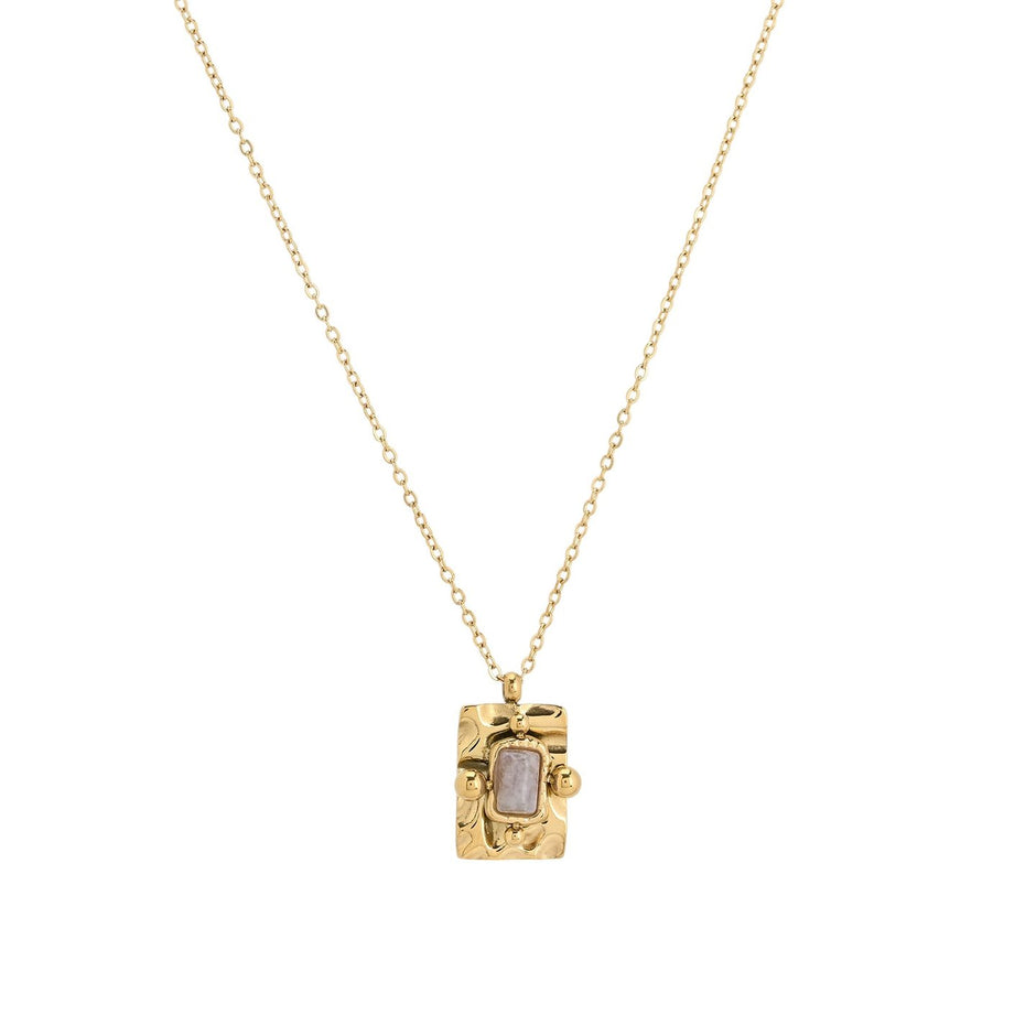 Collier en acier pendentif rectangulaire