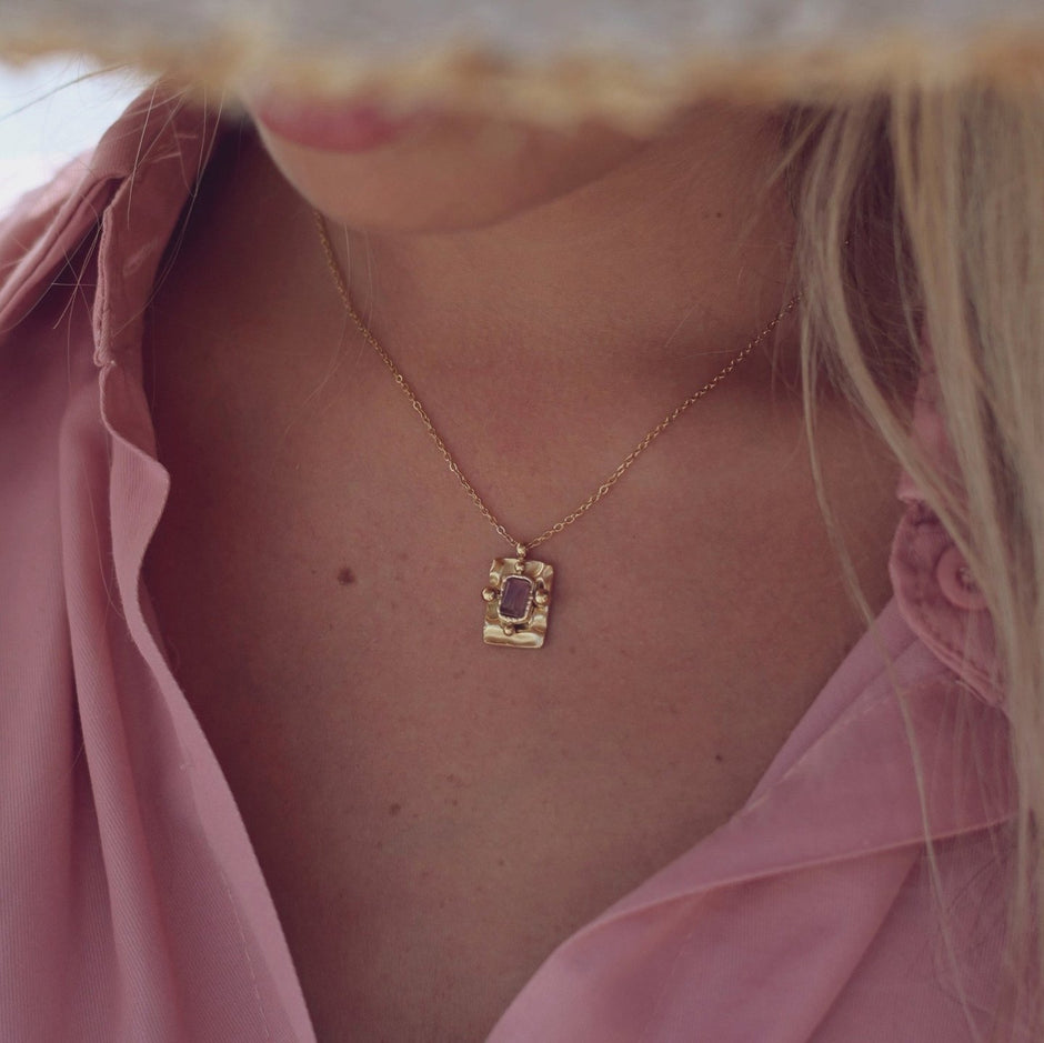 Collier en acier pendentif rectangulaire