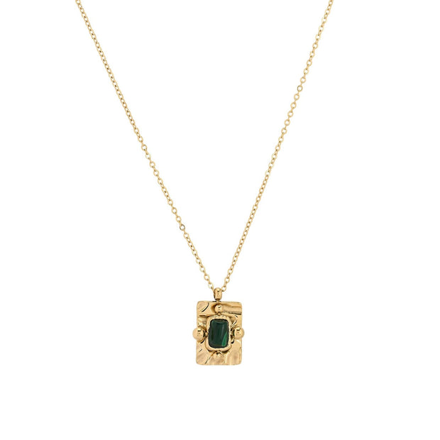 Collier en acier pendentif rectangulaire